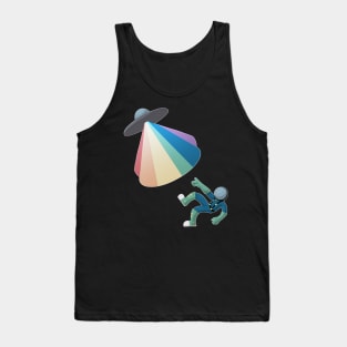 Rainbow Alien Abducting a Blue Astronaut Tank Top